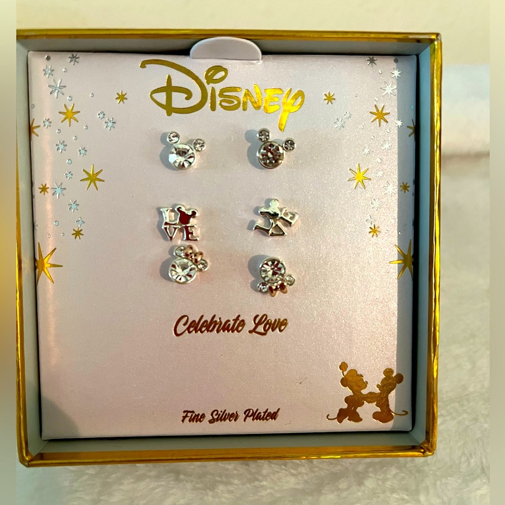 Disney Silver Minnie and Mickey Earrings Set